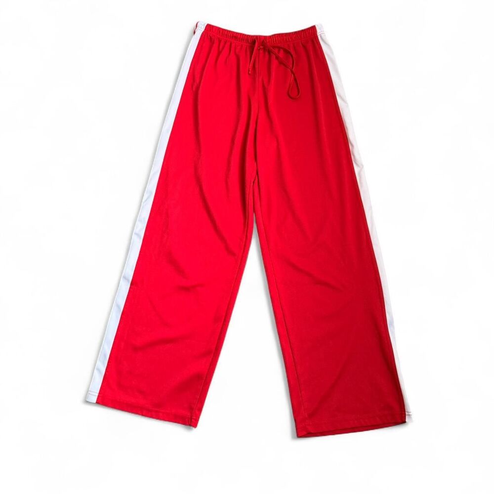 VTG Red and White Striped Track Pants Size L Morét Ultra
